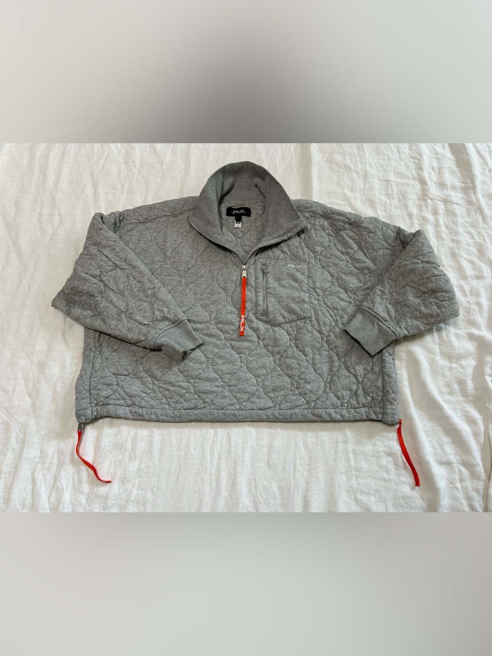 RLX Ralph Lauren Quilted Half-Zip Pullover Sweatshirt- Gray